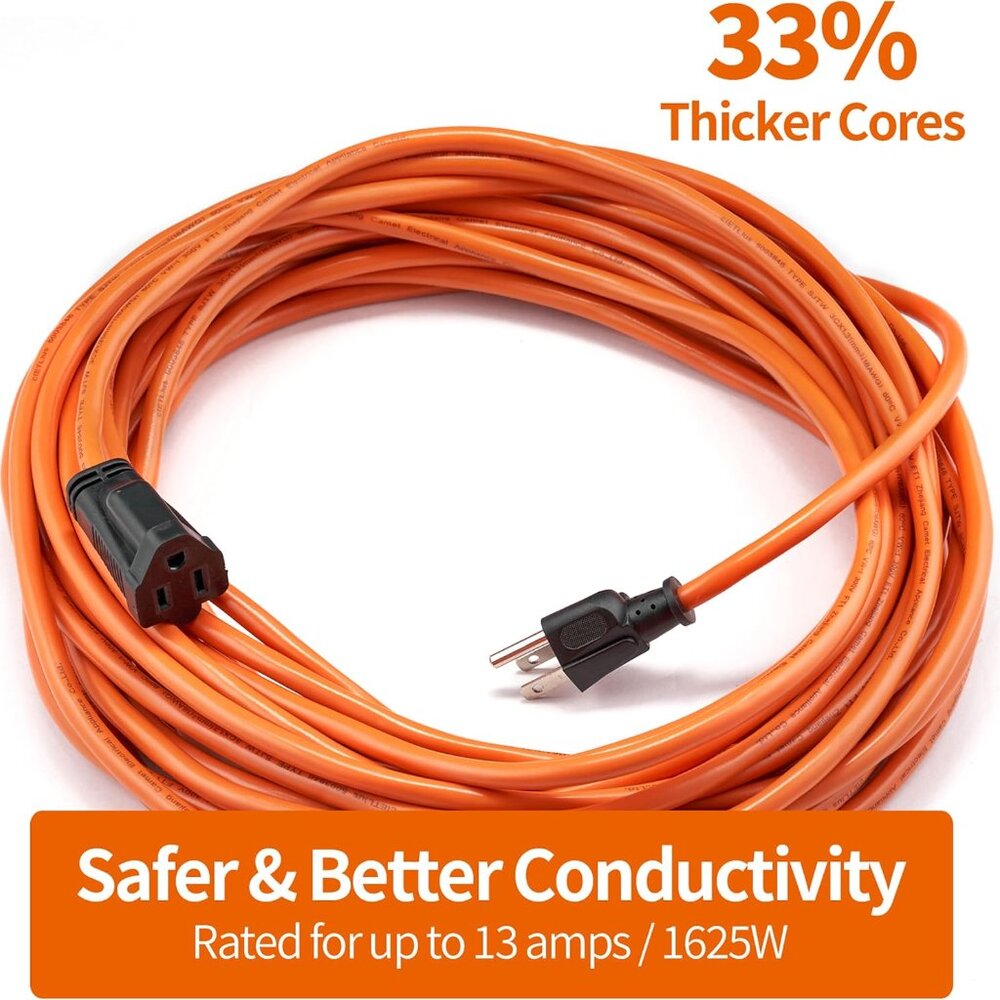Outdoor Extension Cord 15ft 16AWG 3-Prong 13A